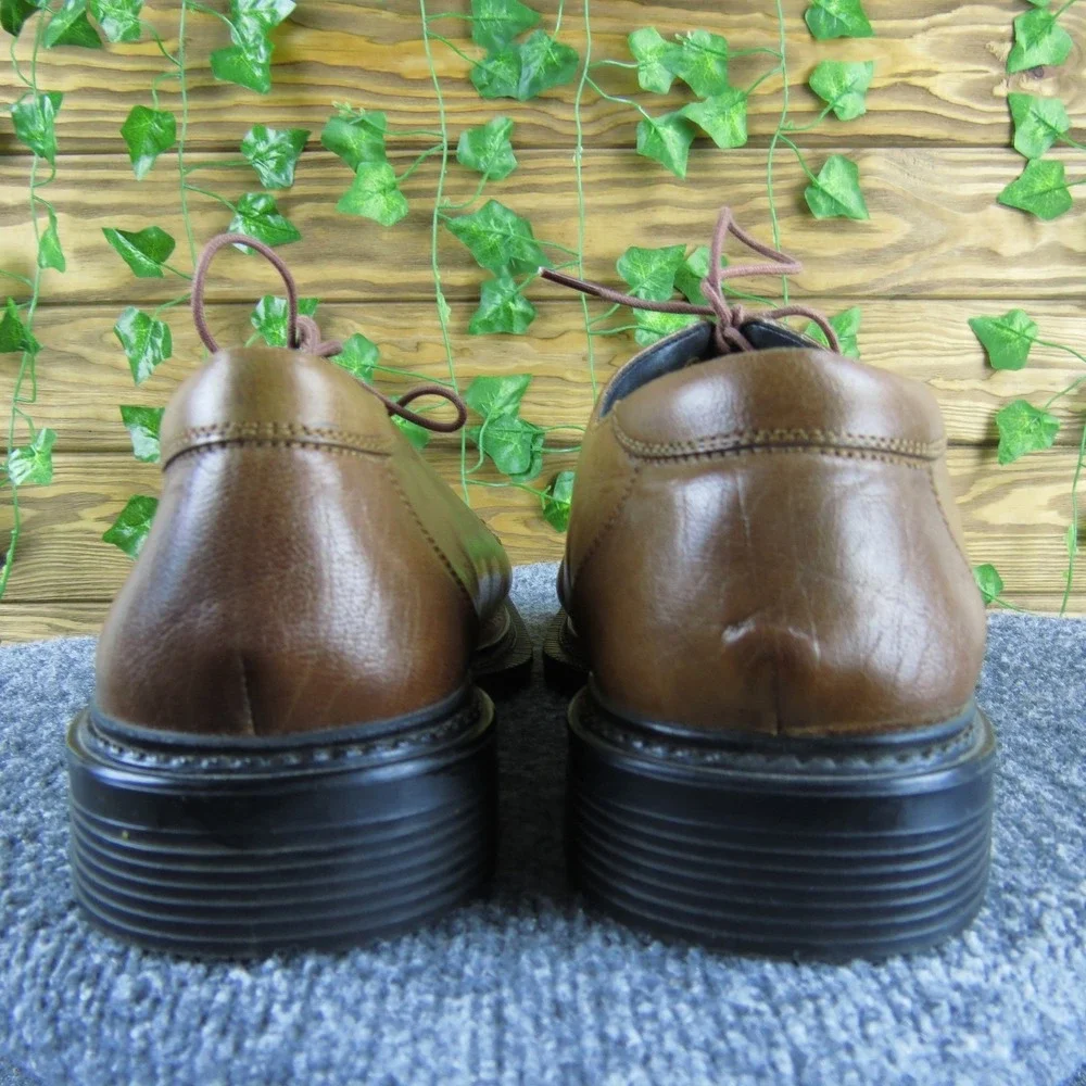 Todd Welsh Men 10.5 Brown Leather Square Toe Oxford Dress Shoes Classic Comfort‎